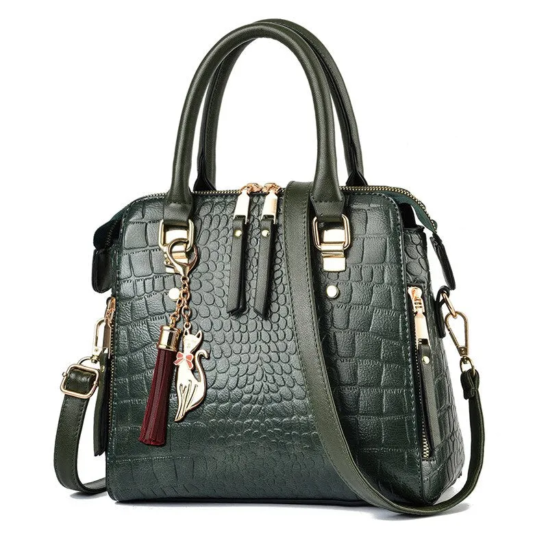 2022 Crocodile Pattern Female PU Leather Handbag