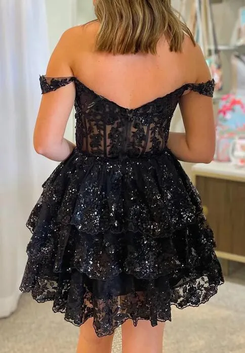 2023 Off the Shoulder Lace Homecoming Dresses PC1146