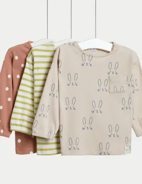 3pk Cotton Rich Rabbit Print Tops