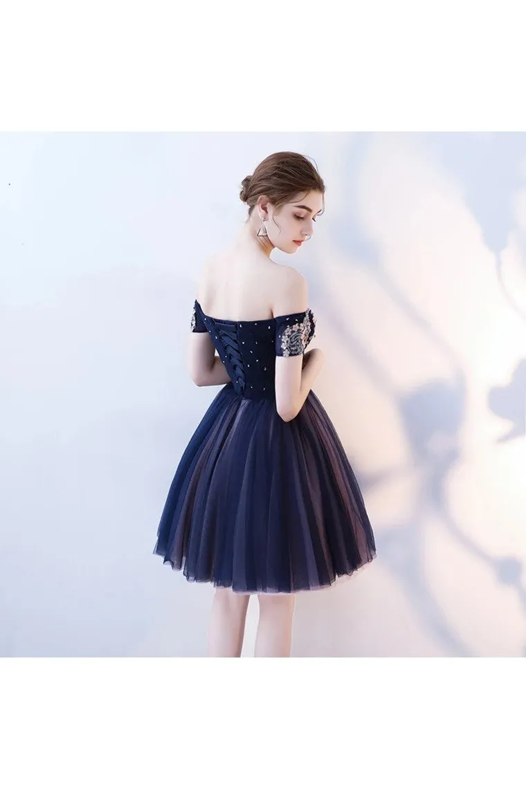 A Line Appliques Homecoming Dresses Short/Mini Off The Shoulder