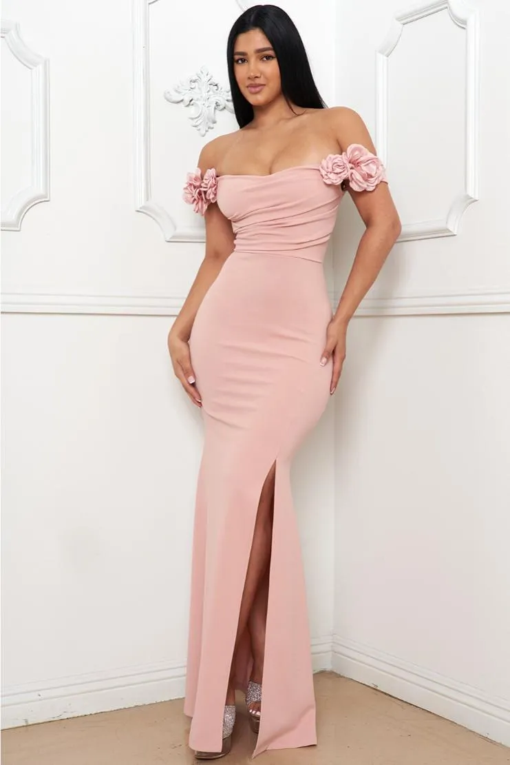 Ashlynn Off The Shoulder Maxi Gown - Roses