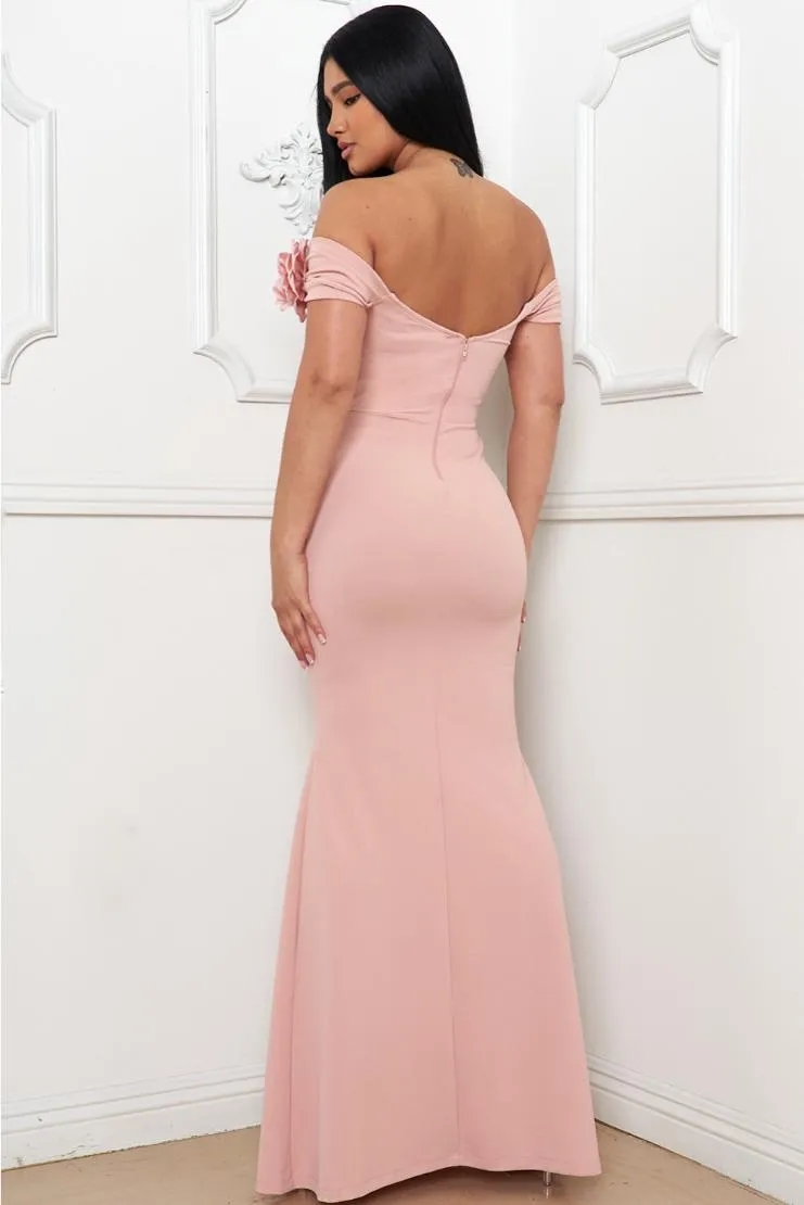 Ashlynn Off The Shoulder Maxi Gown - Roses