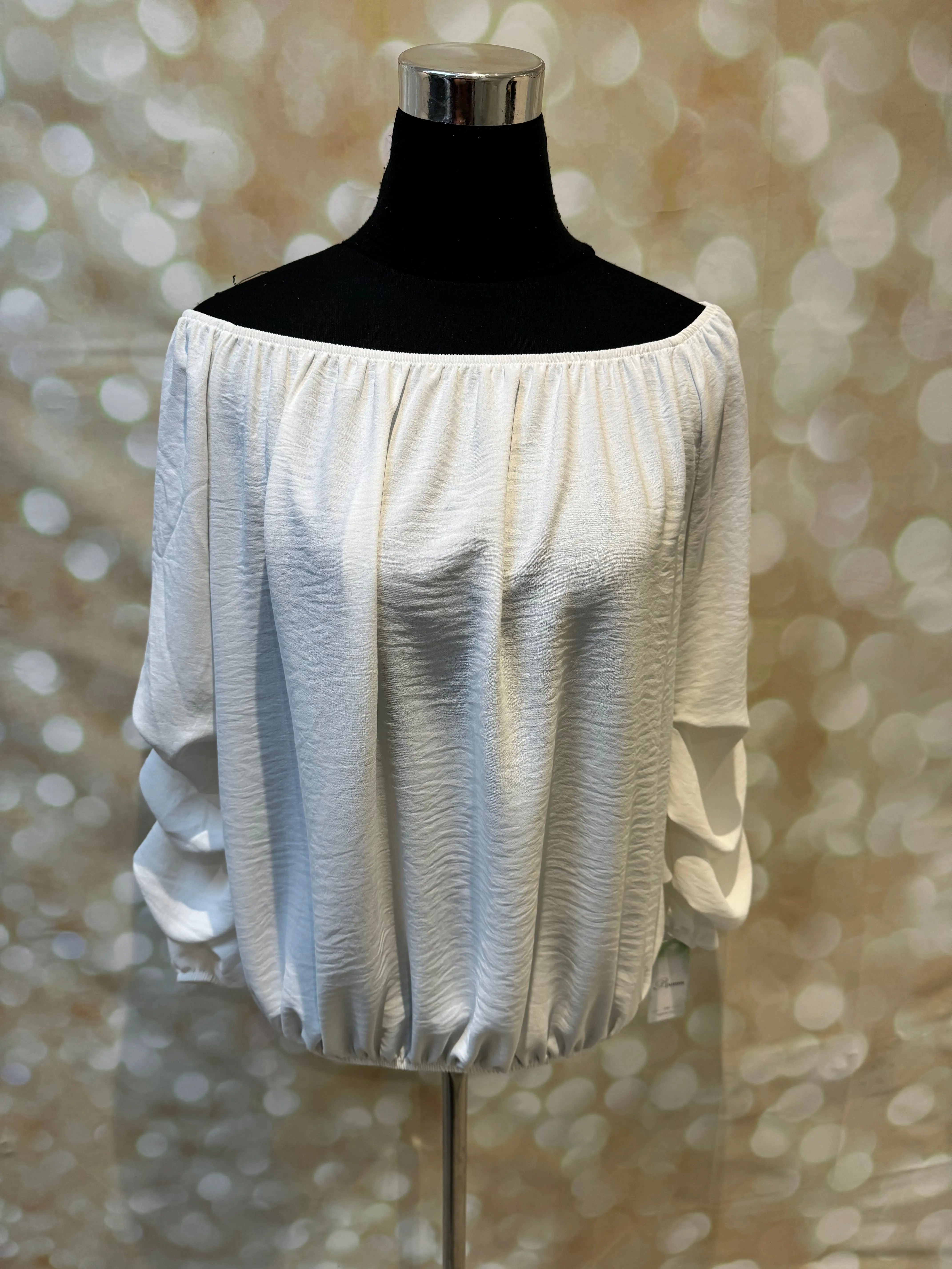 Bardot Top in crinkle fabric