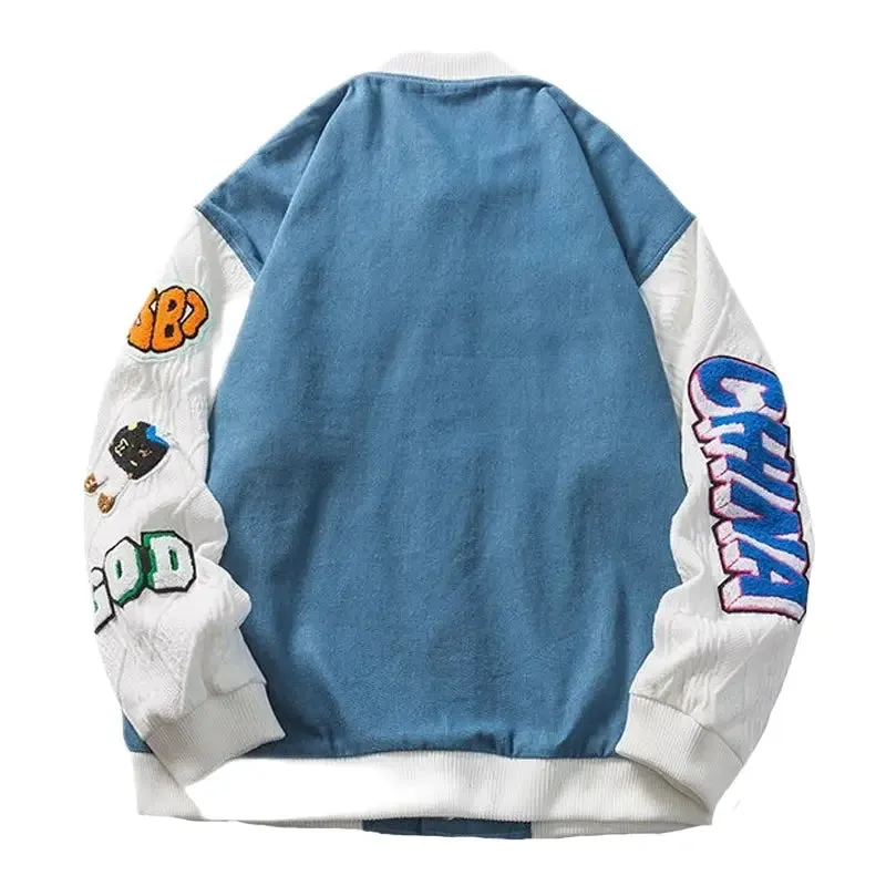 Baseball Patch Long Sleeve Button Up Jacket