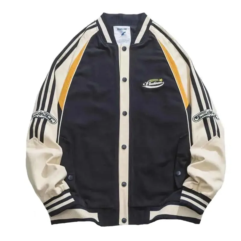 Baseball Patch Long Sleeve Button Up Jacket