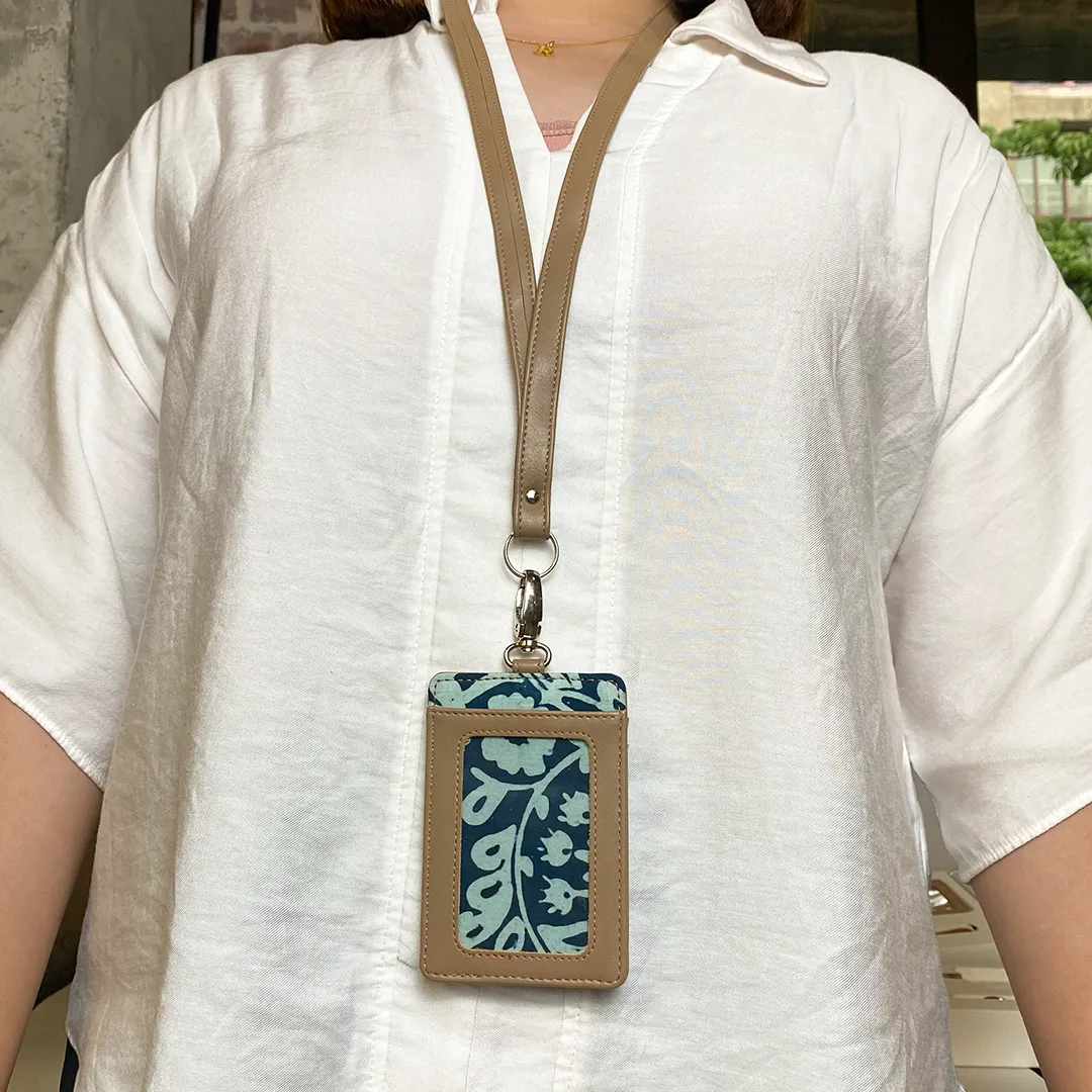 Batik Lanyard and Luggage Tag Set - Teal Ukir