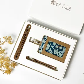 Batik Lanyard and Luggage Tag Set - Teal Ukir