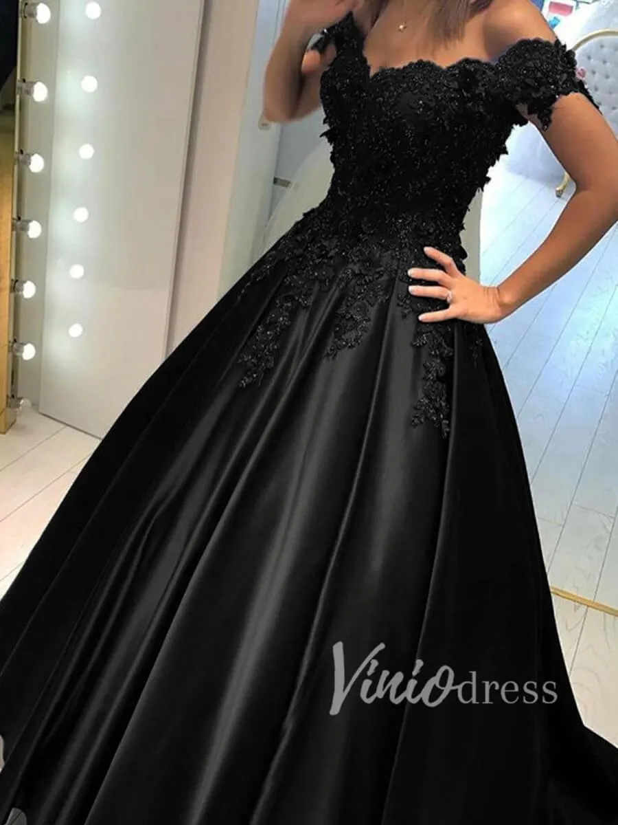 Beaded Satin Ball Gown Prom Dresses Long FD1492