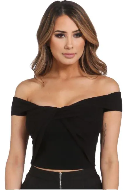 Black Off The Shoulder Crop Top