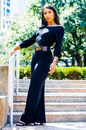 Black Off The Shoulder Jumpsuit | Bella Chic