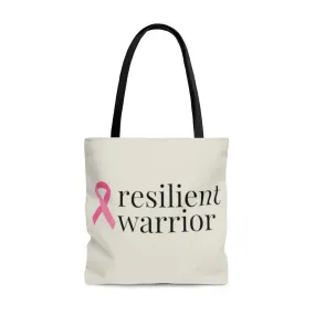 Breast Cancer resilient warrior Ribbon Large Tote Bag (Natural)