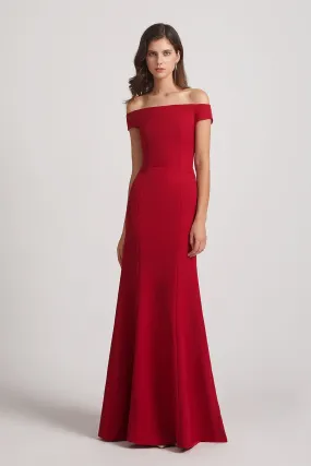 Burgundy Off The Shoulder Trumpet Style Bridesmaid Dresses (AF0027)