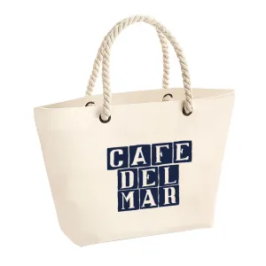 Café del Mar Blue Tile Logo Rope Handle Beach Bag