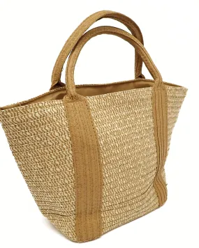 Casual straw woven tote bag 3870 - حقيبة