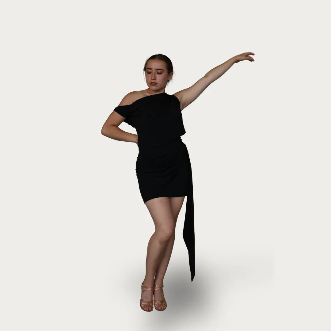 Cecelia - Black Off-the-Shoulder Teaching/Practice Dress