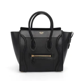 Celine Black Calfskin Micro Luggage Tote