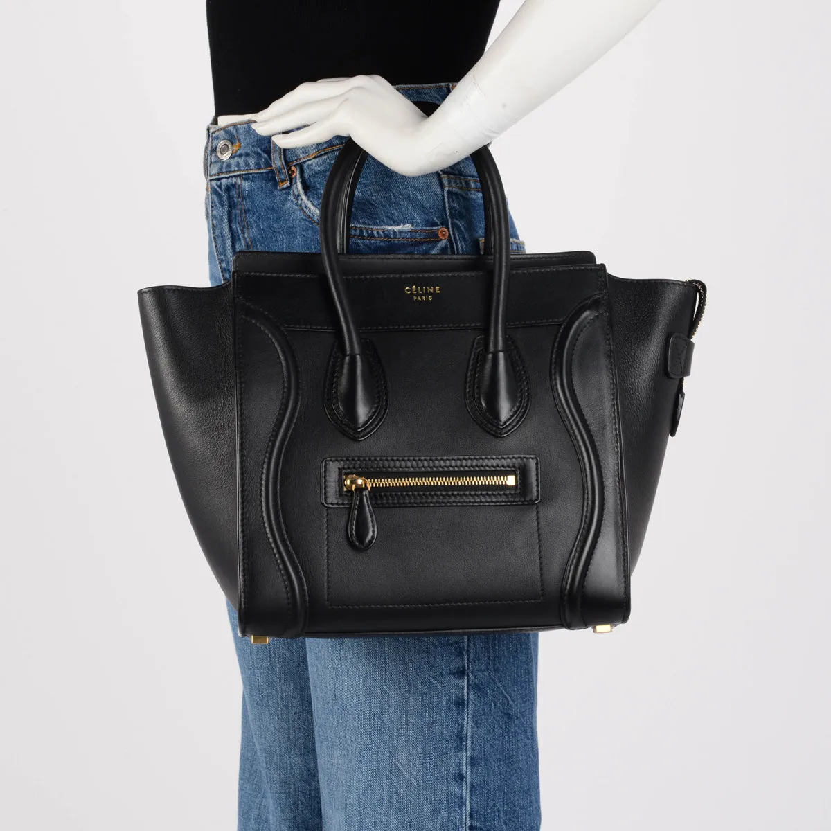 Celine Black Calfskin Micro Luggage Tote