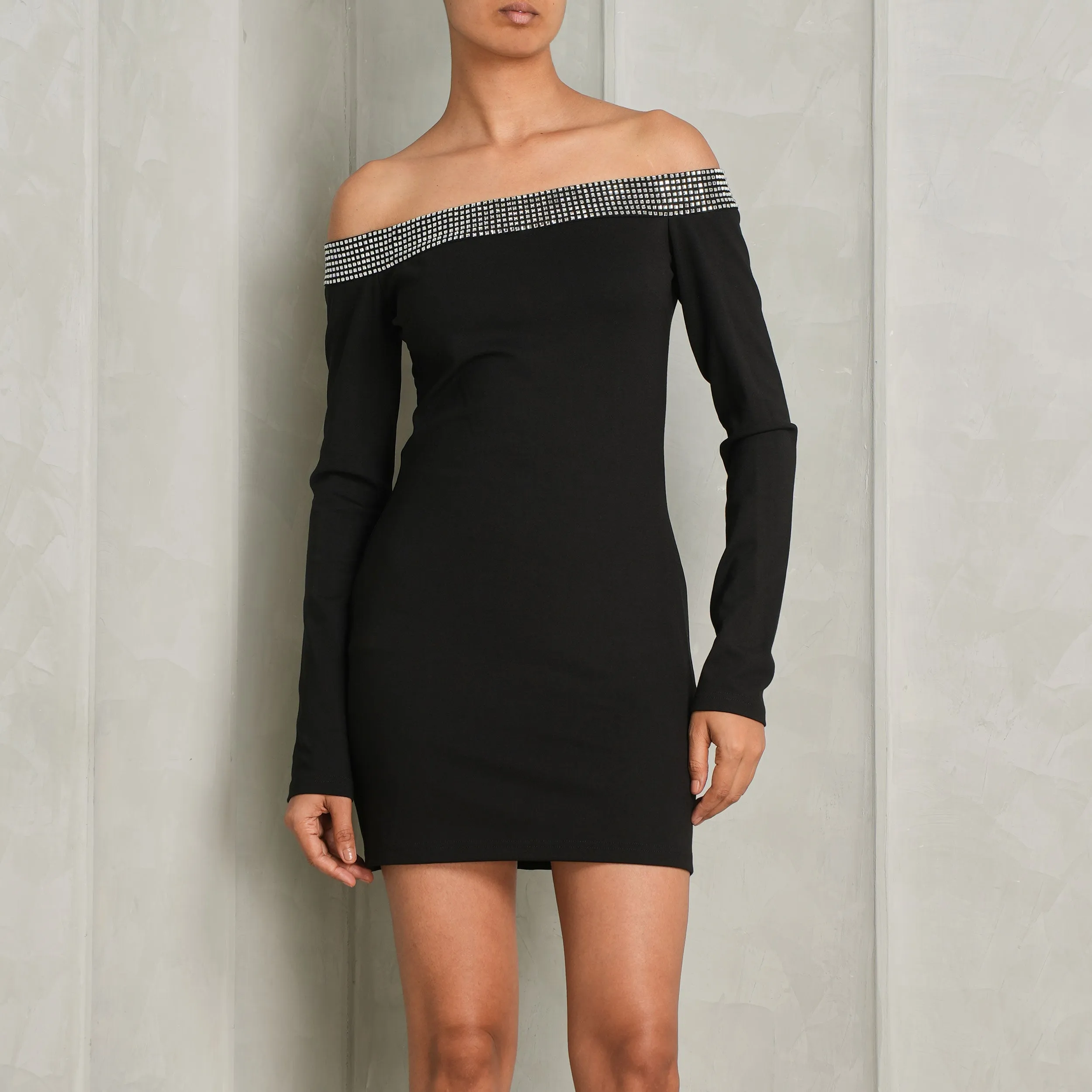 Crystal Off-Shoulder Mini Dress