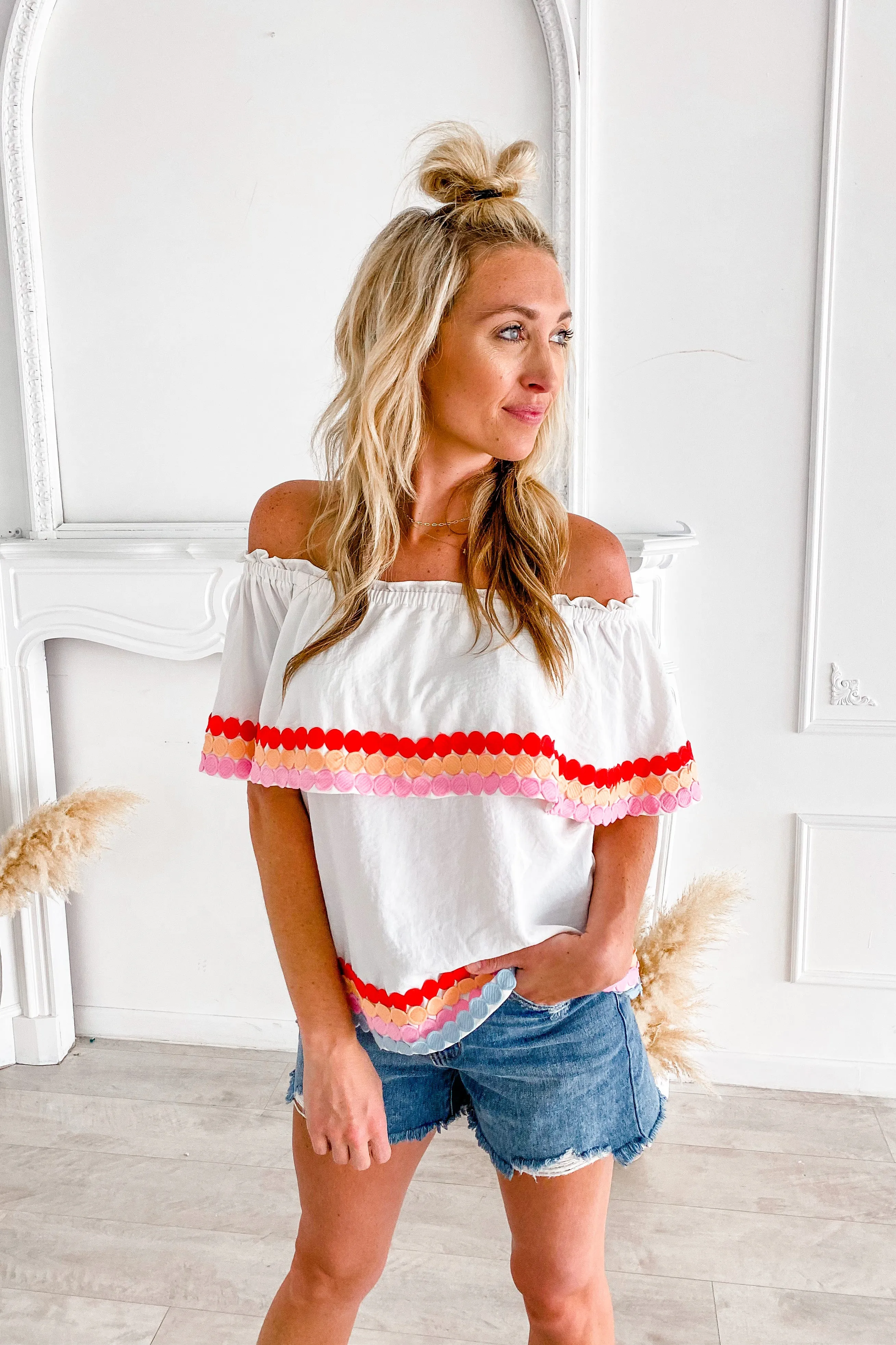 Dancing Around The Sun Off Shoulder Top