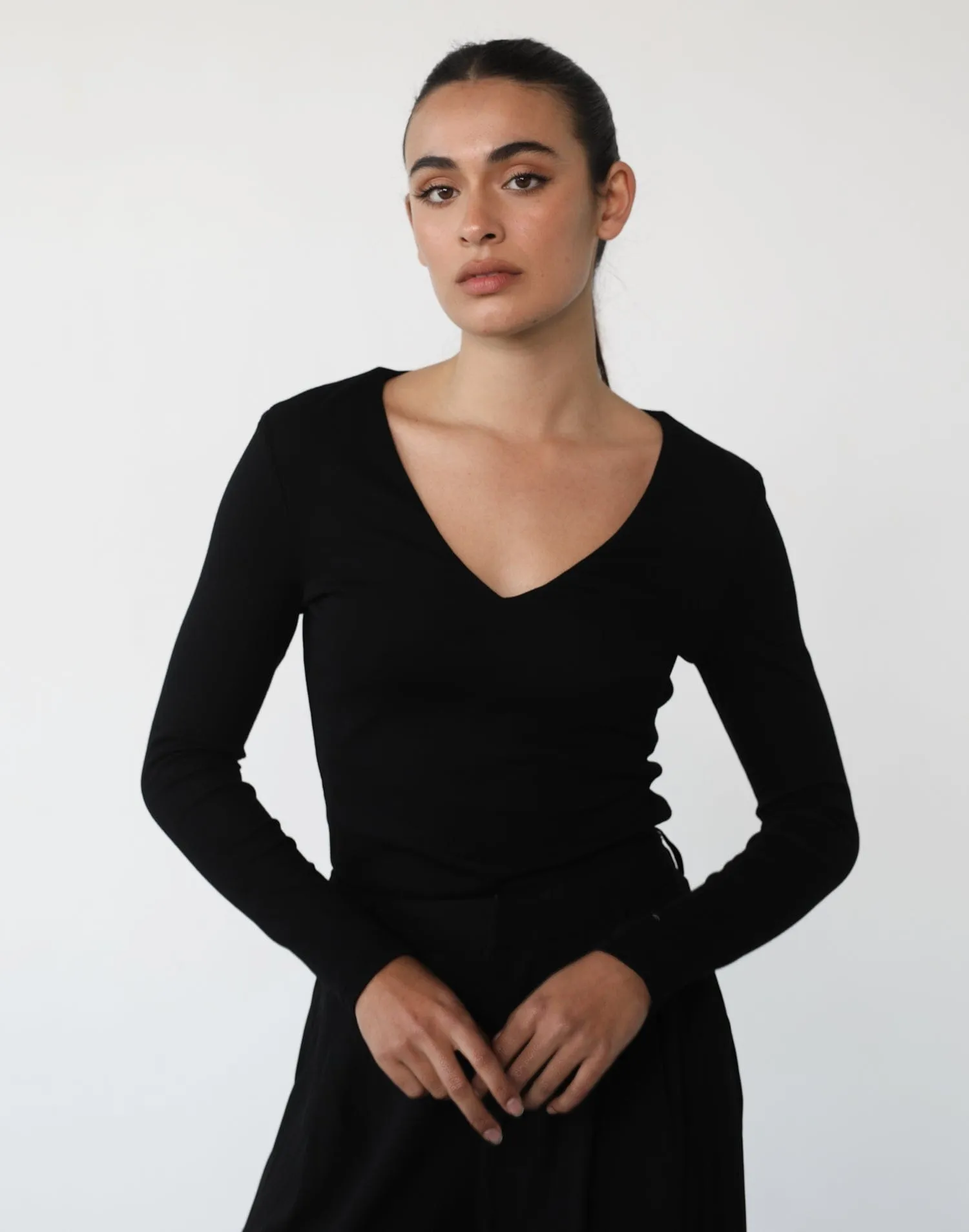 Diona Long Sleeve Top (Black)