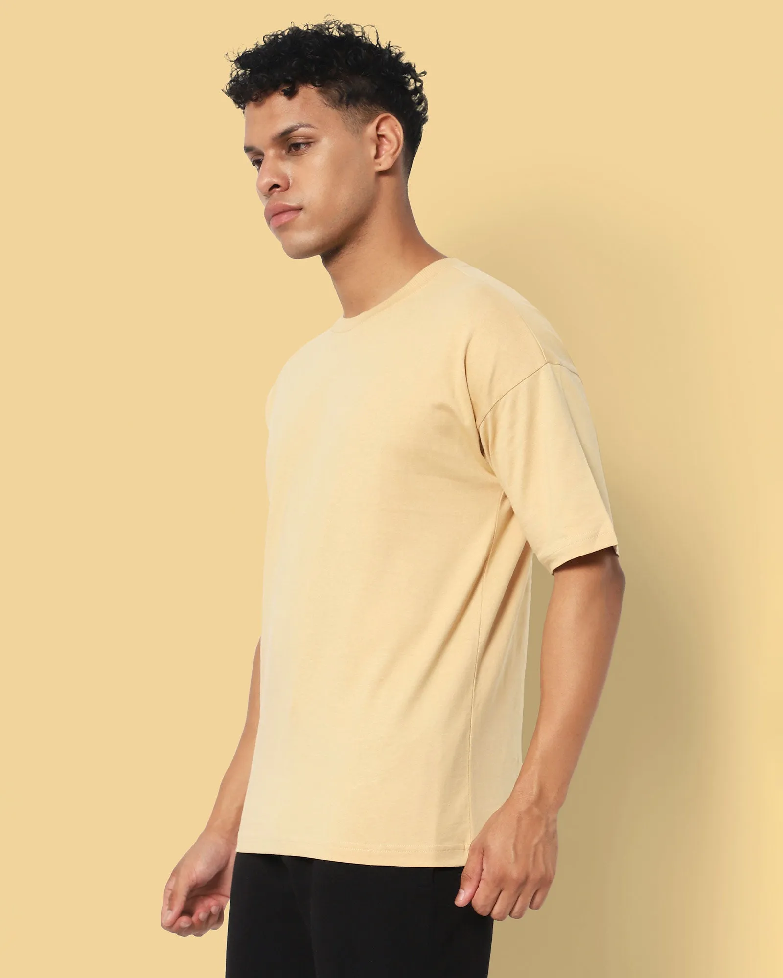 Drop Shoulder HW Crew Tee: Butterscotch