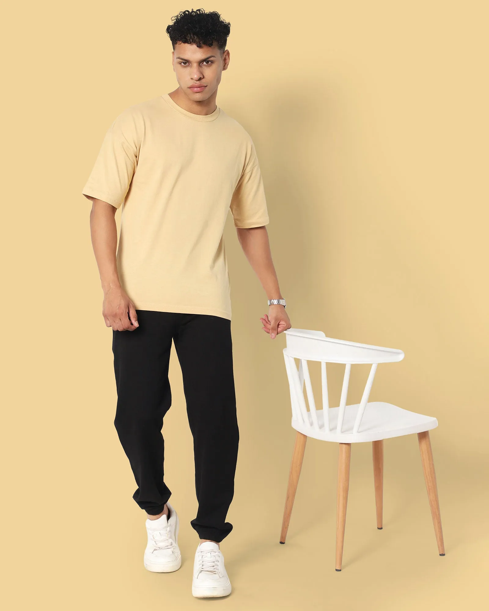 Drop Shoulder HW Crew Tee: Butterscotch