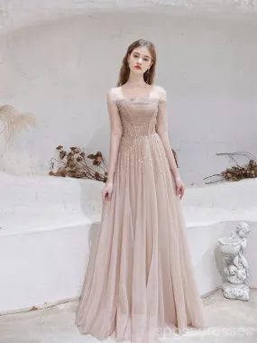 Elegant A-line Off Shoulder Long Prom Dresses Online,Evening Party Dresses,12763