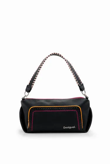 Embroidered Crossbody Tote - Black