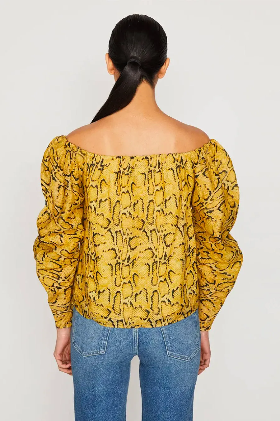 Frame Denim Off Shoulder Billow Top - Python Multi