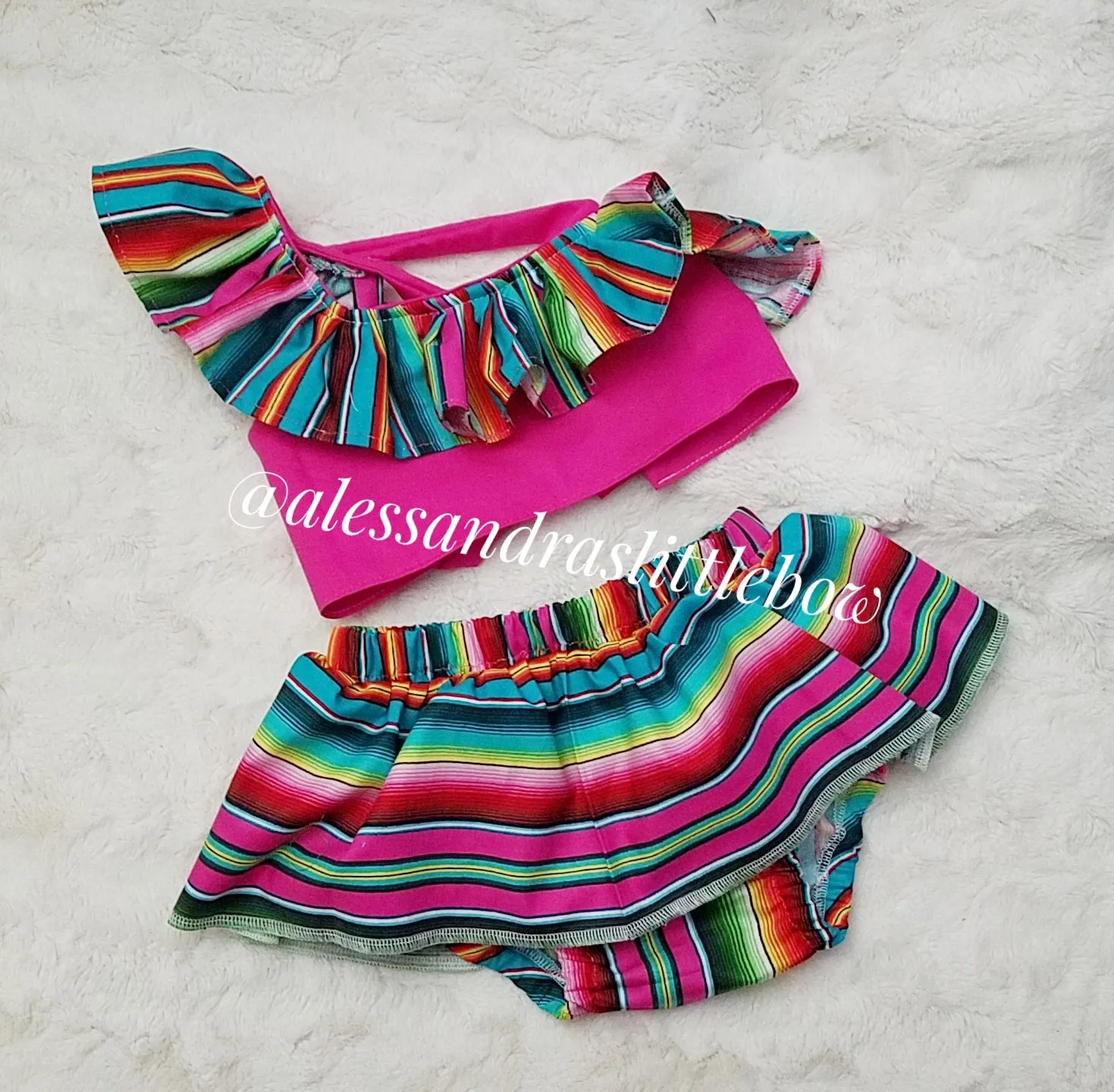 Fuschia Serape off the Shoulder Fiesta Outfit