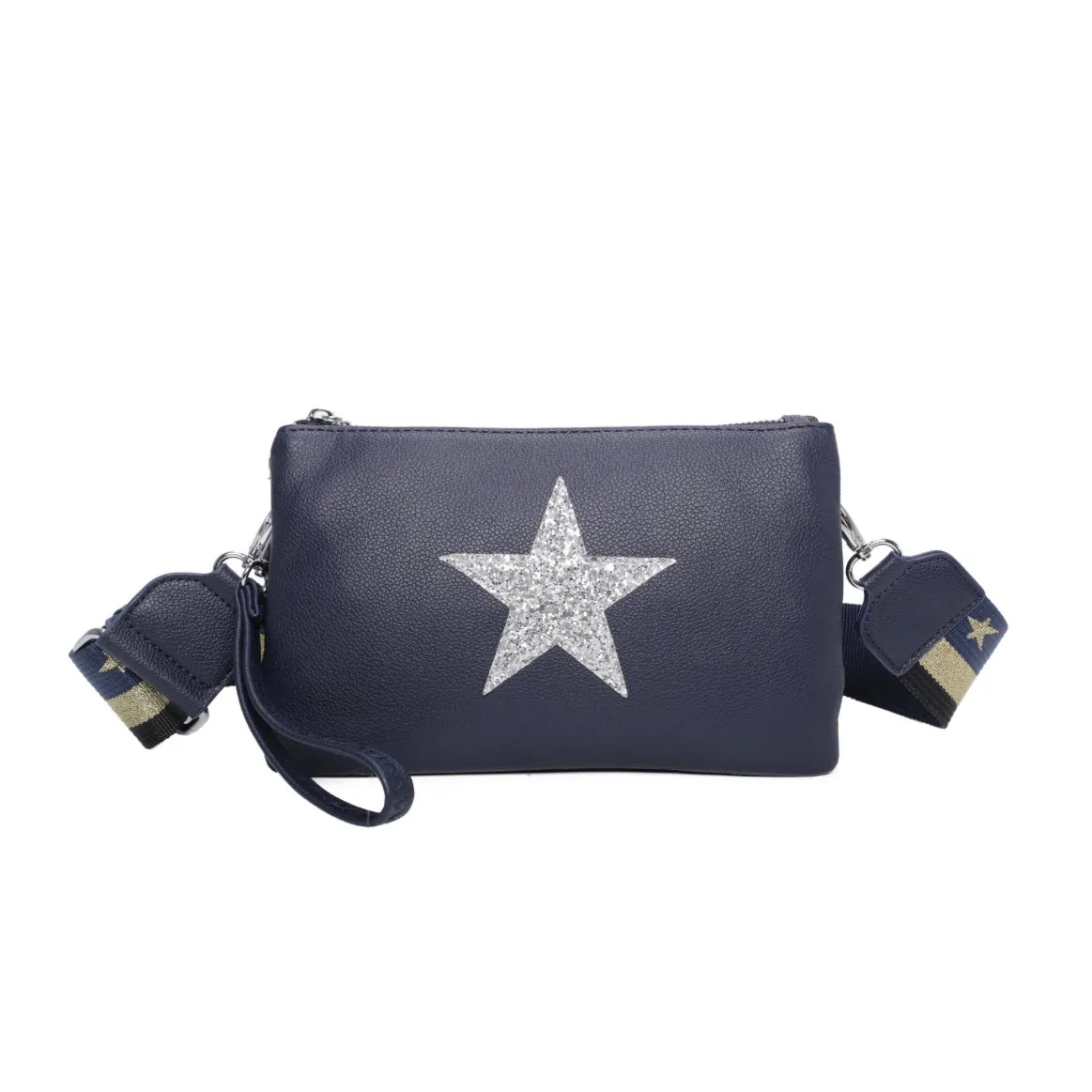 Glitter Star Crossbody Bag With Strap - Midnight Blue