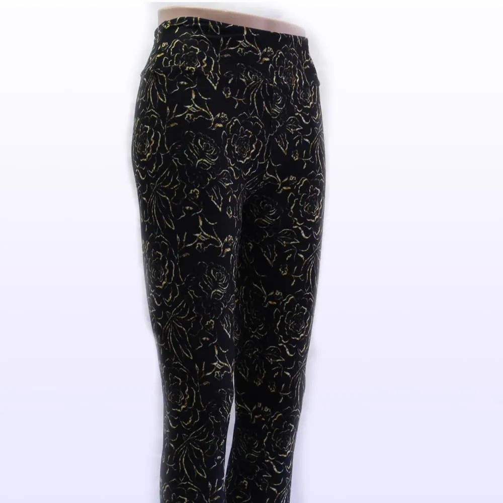 Golden Rose Pattern Leggings