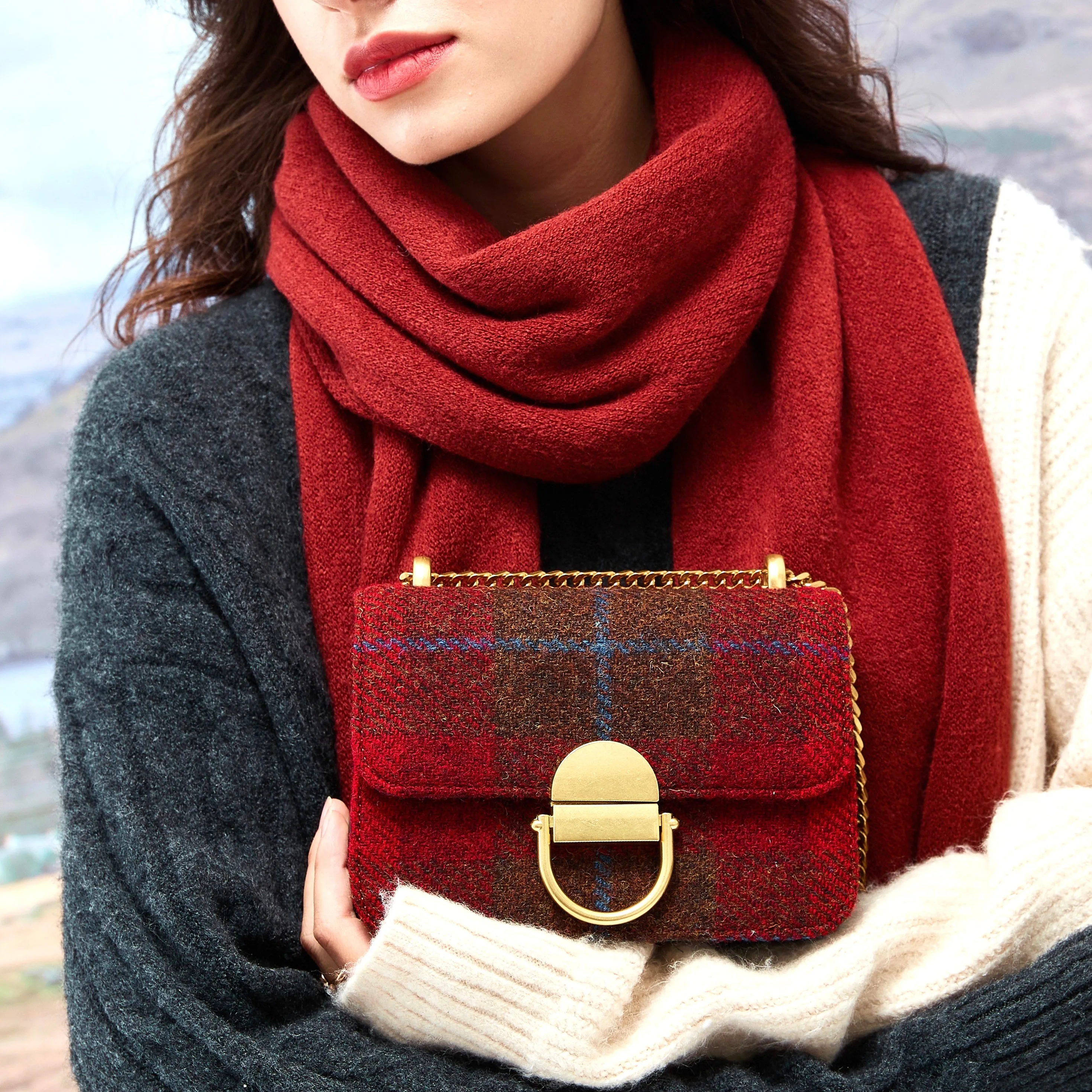 Harris Tweed Wool Plaid Handcrafted Bag,Scottish Style Bag-i7bags