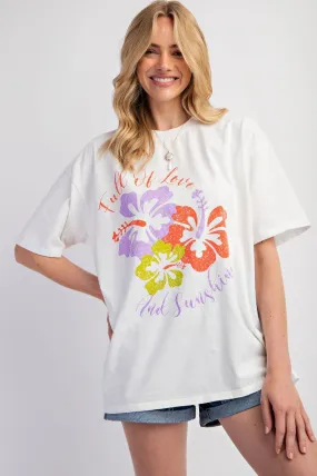 Hawaiian Print Mineral Washed Jersey Top