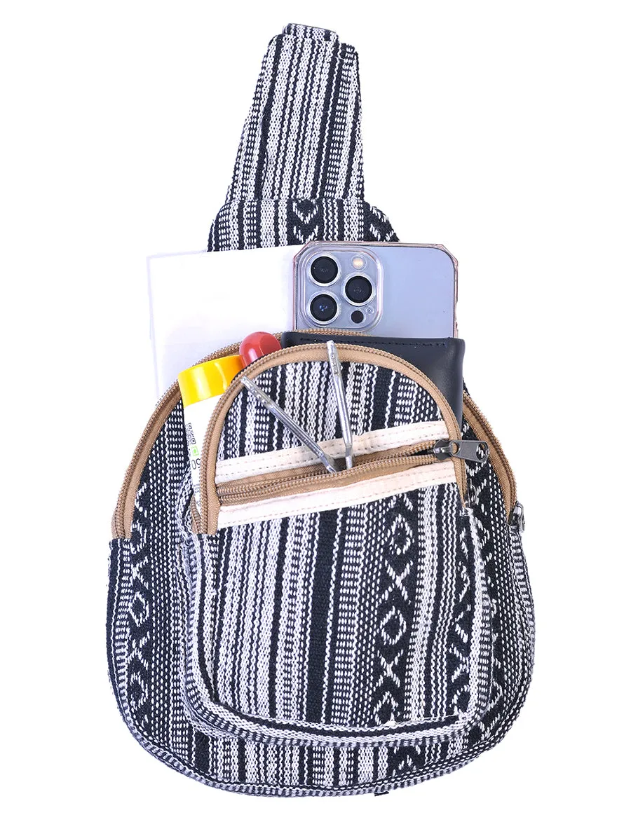 Hippie Boho Cotton Bohemian Crossbody Sling Bag Backpack