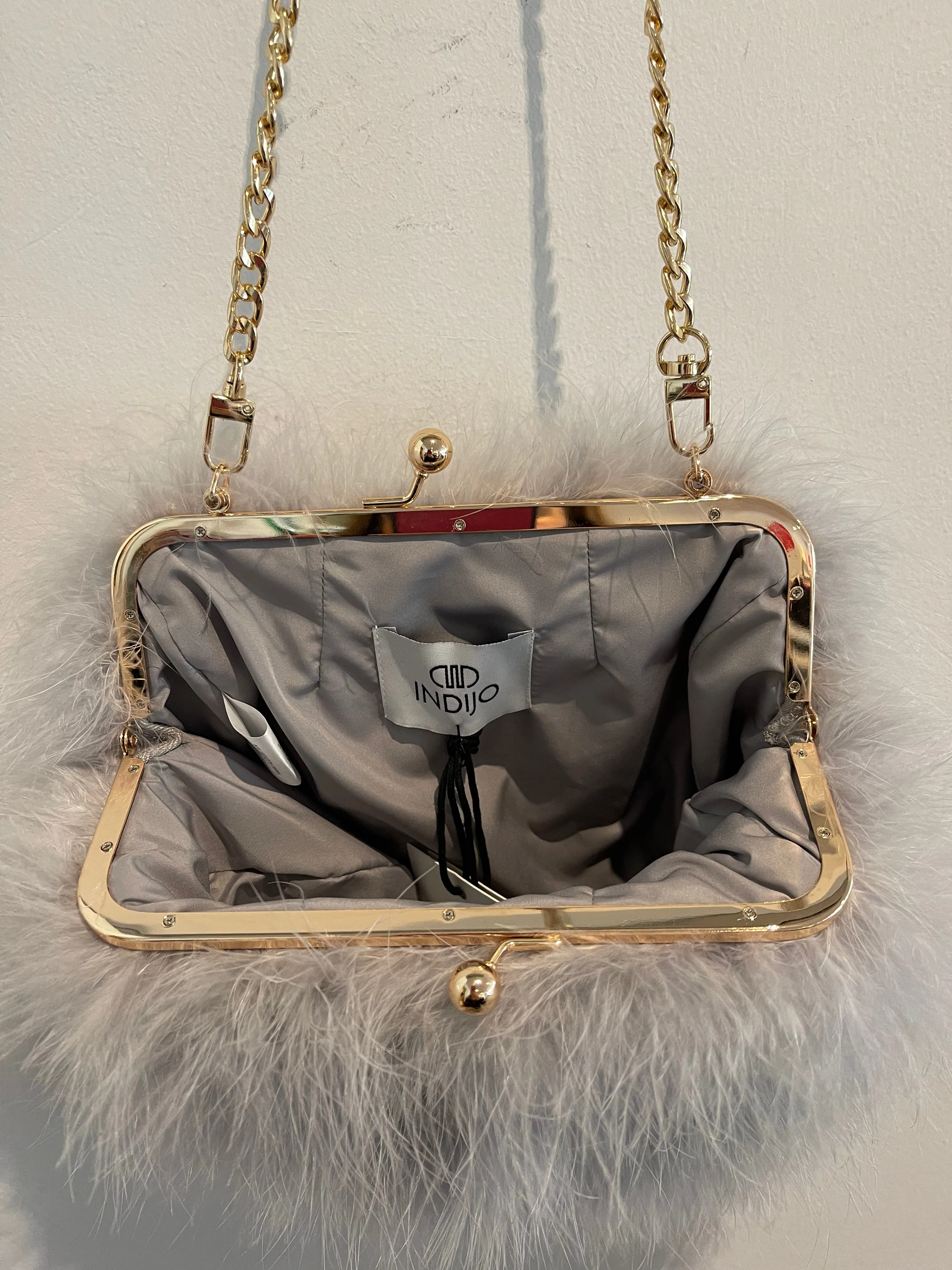 Isla Feather Bag Soft Grey