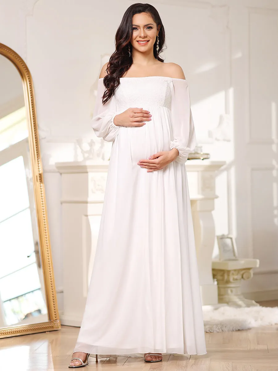 Lantern Sleeves A Line Floor Length Wholesale Maternity Dresses