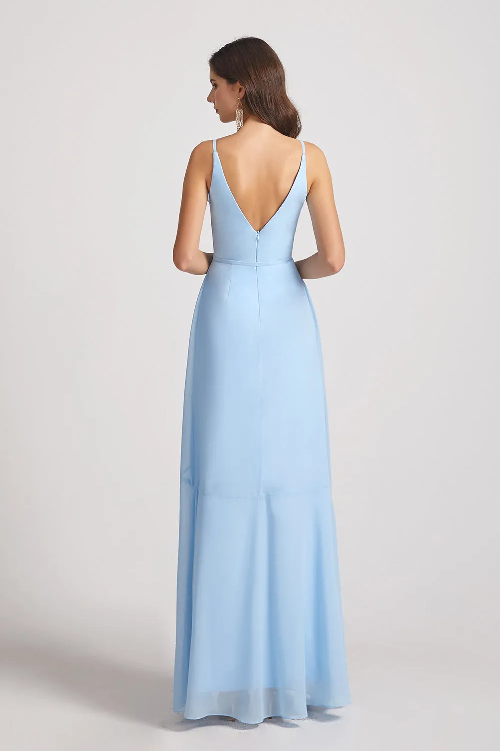 Maxi Wrap Singlet Bridesmaid Dresses with Tie Detail and Frills (AF0143)