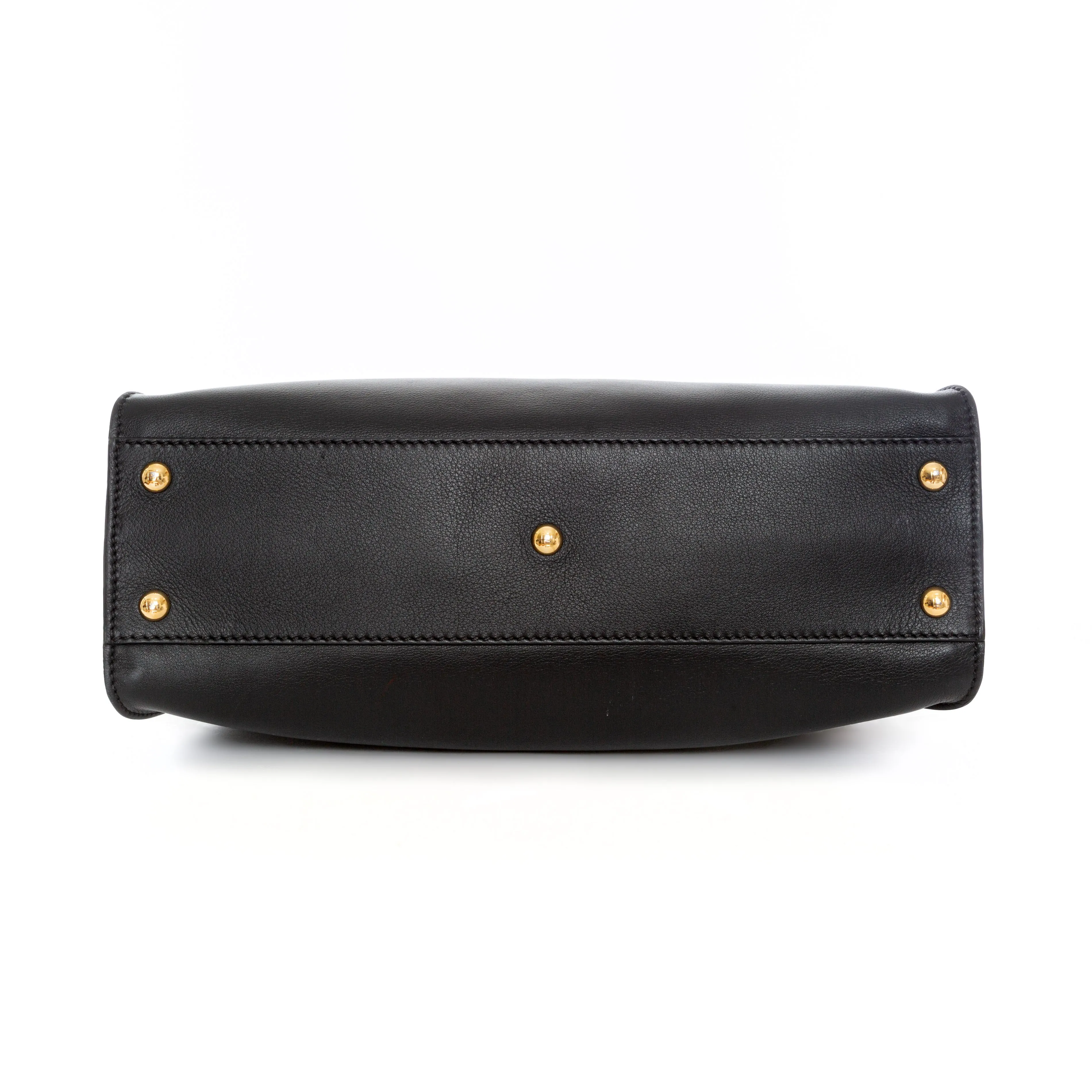 Medium Peekaboo Black Leather Floral Strap Two-Way Bag