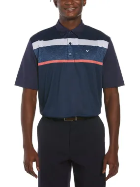 Mens Heather Texture Chest Block Polo