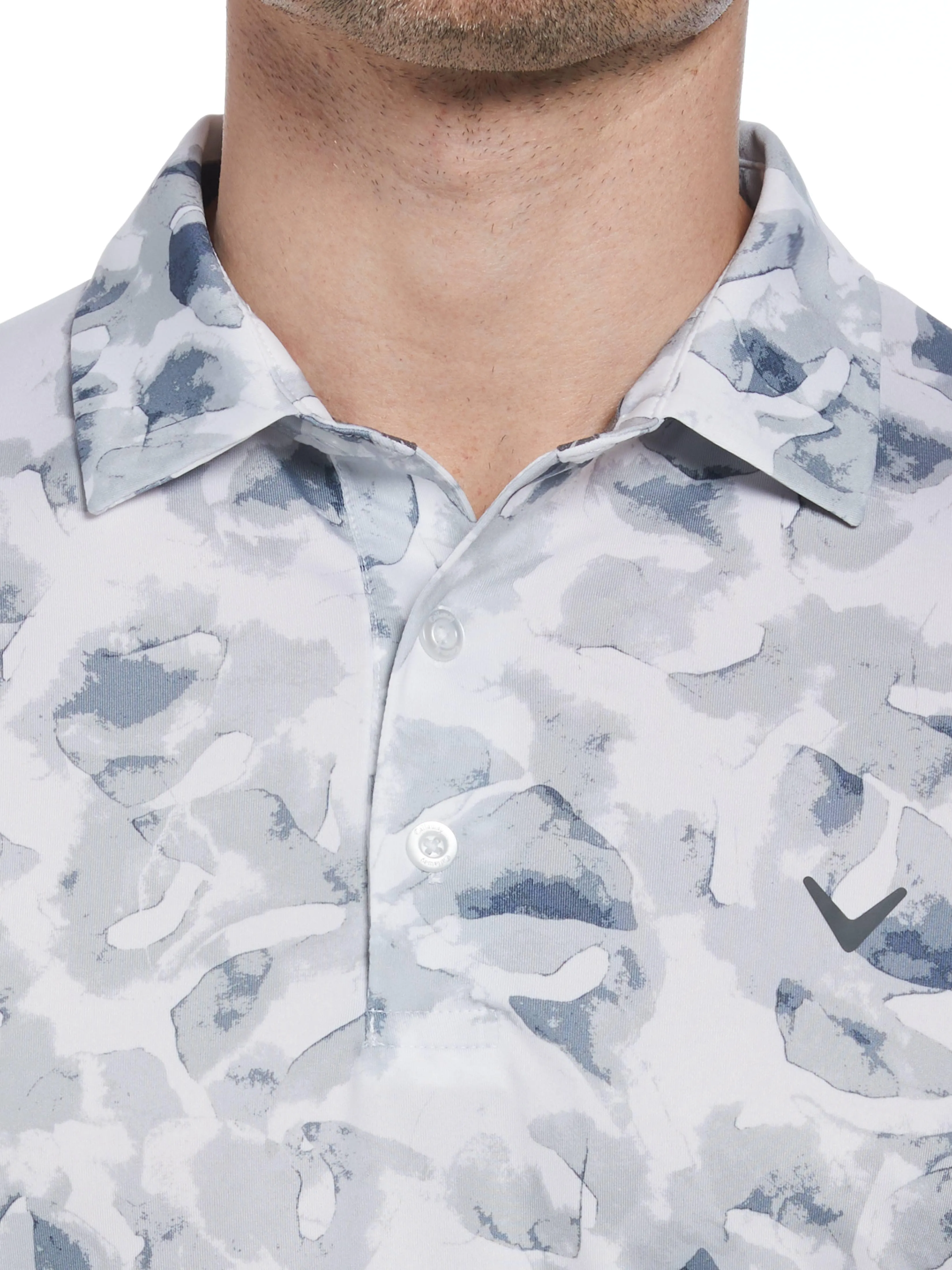 Mens Tie Dye Palm Print Golf Polo