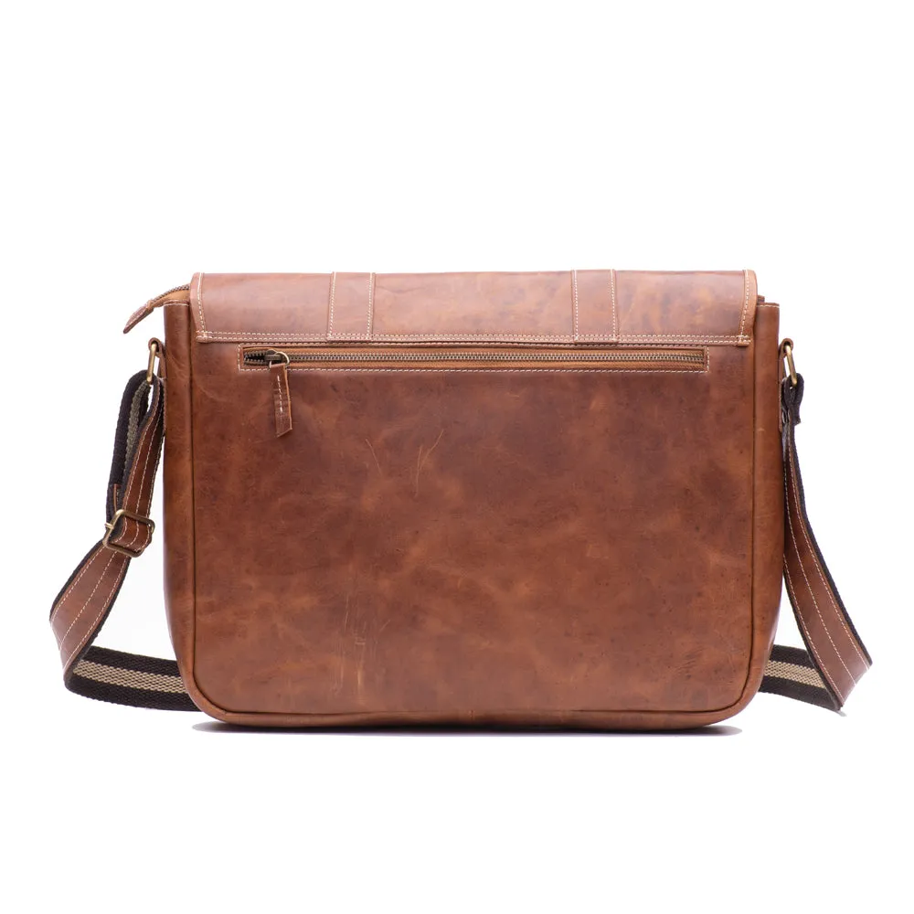 Men's Vintage Tan oiled leather Satchel Bag