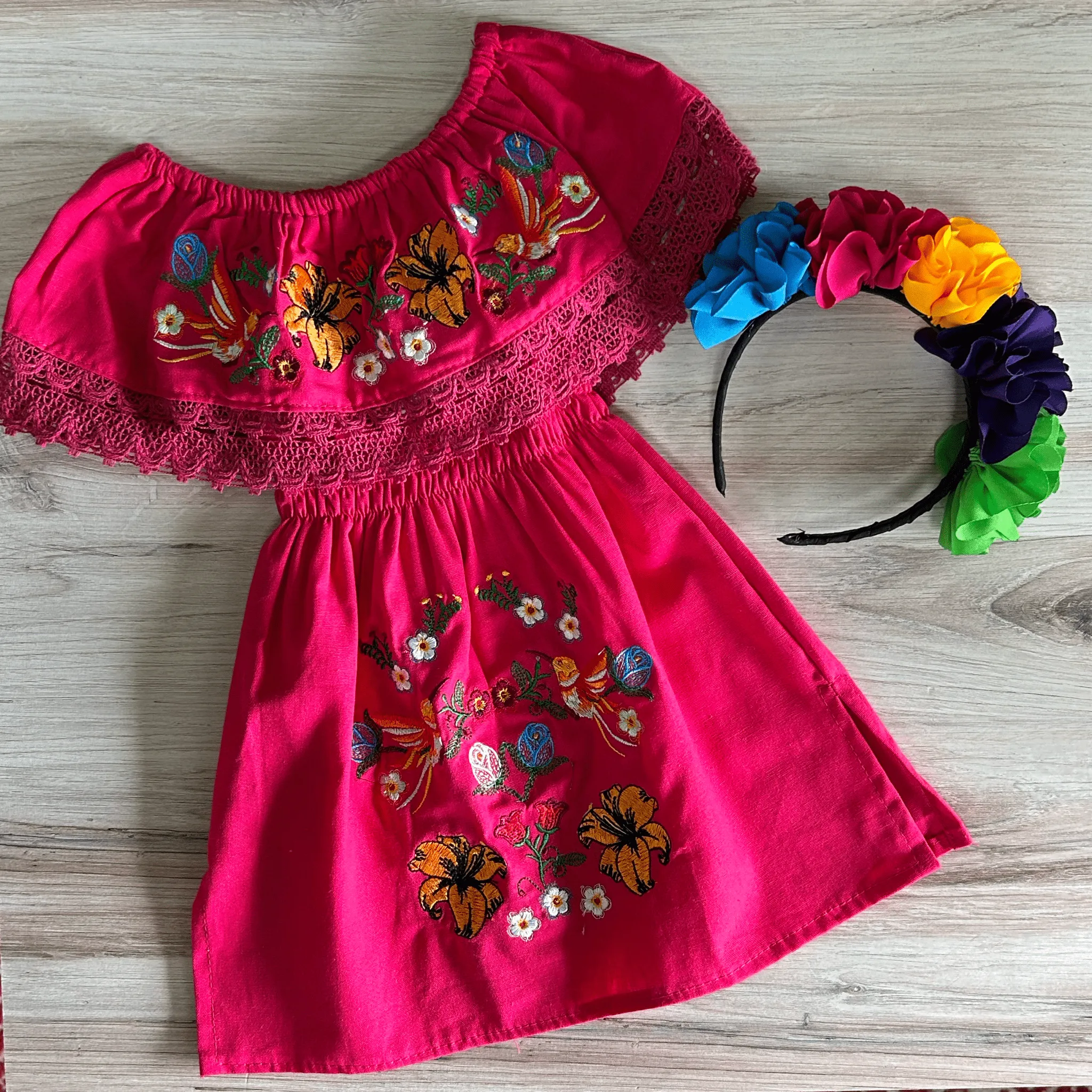 Mexican Girl Off Shoulder Dress - Humming Bird