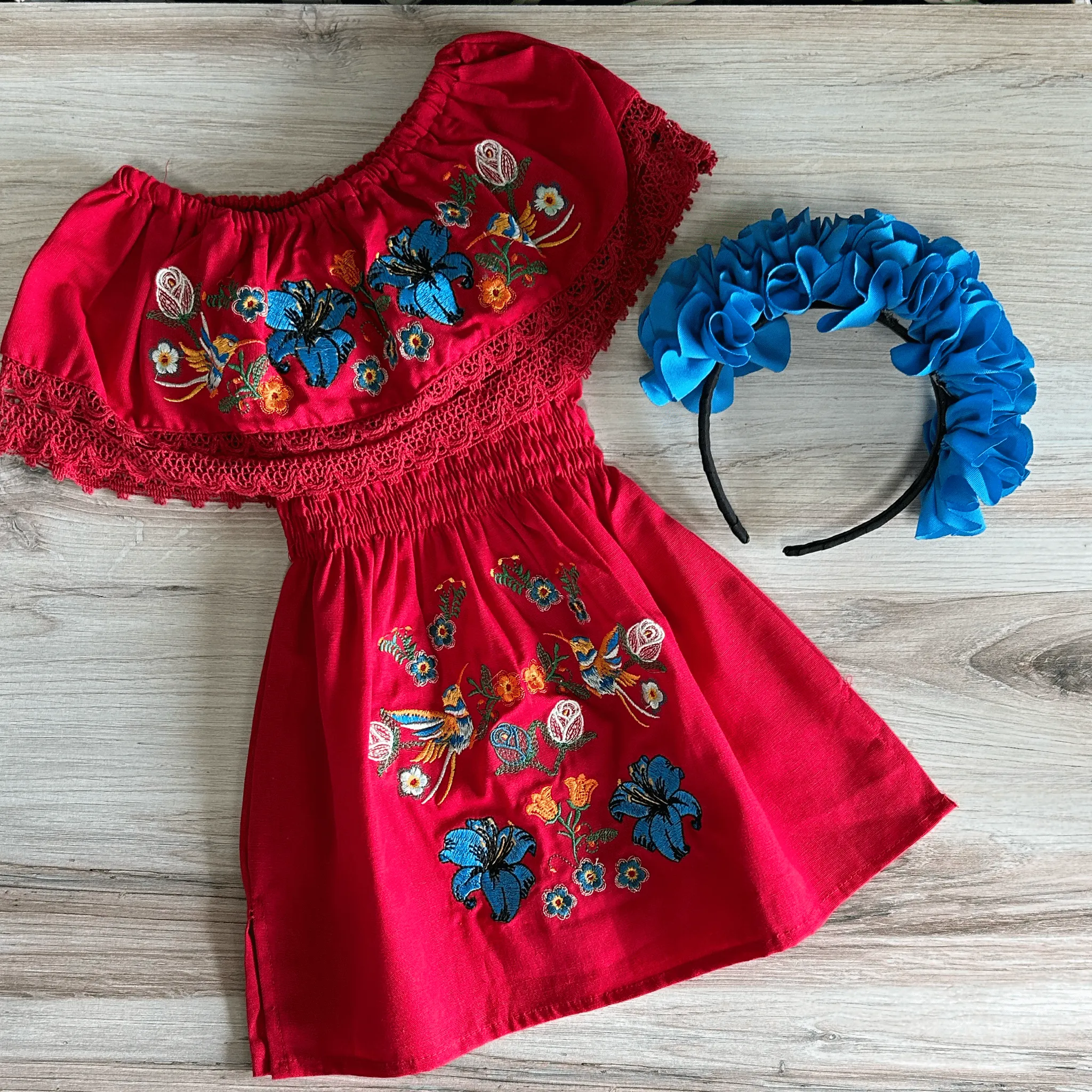 Mexican Girl Off Shoulder Dress - Humming Bird