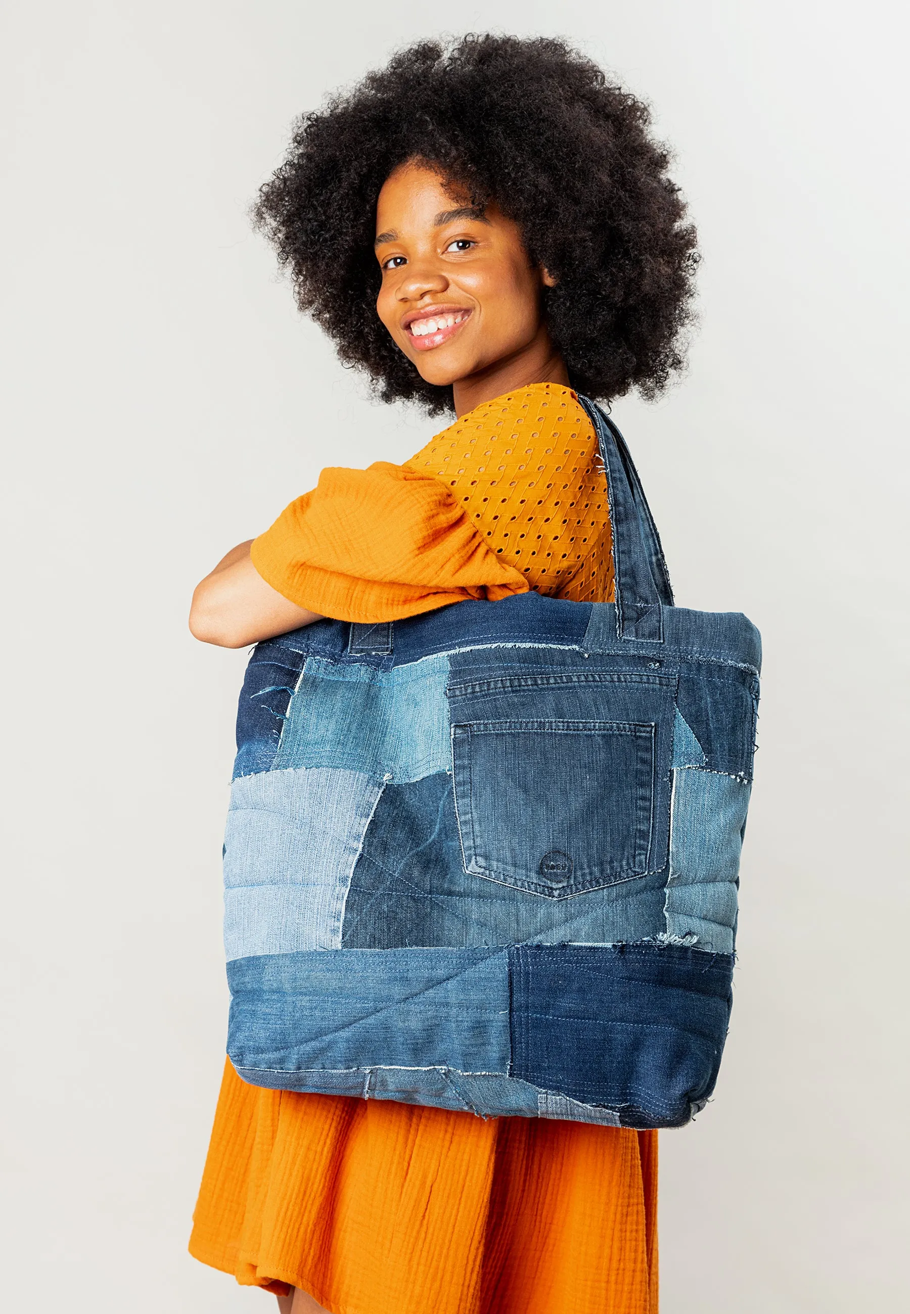 Nova Upcycled Denim Shopper Bag