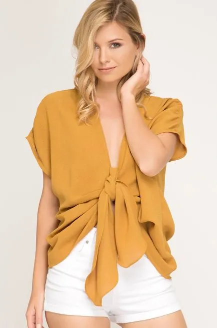 Off The Shoulder Tie Front Top