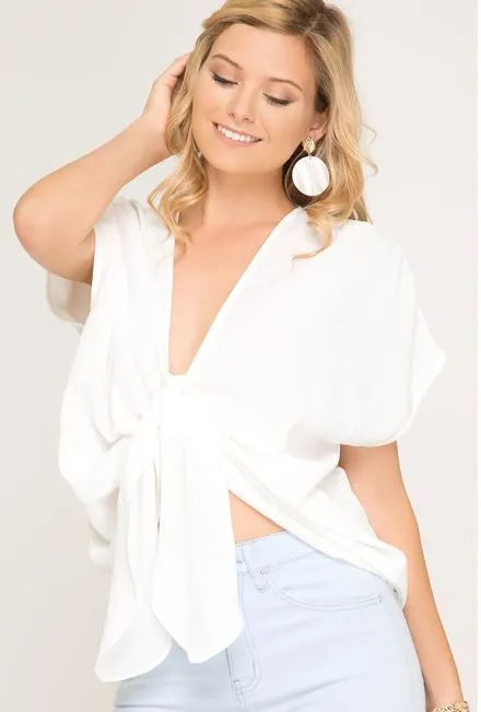 Off The Shoulder Tie Front Top