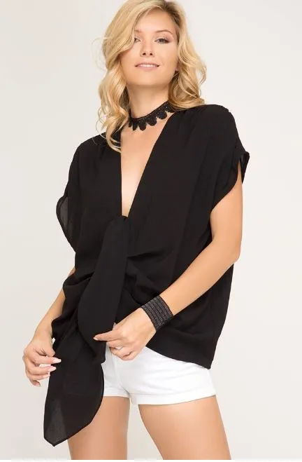 Off The Shoulder Tie Front Top