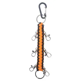 Orange/Black NGIL Paracord Cheer Hairbow Holder for Backpack, Dance Team Hairbow Keychain with Carabiner