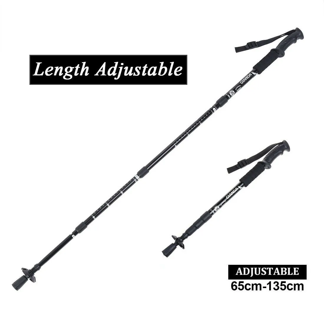 Pair 2-pc Trekking Walking Hiking Sticks Poles Adjustable Alpenstock anti-shock Sticks